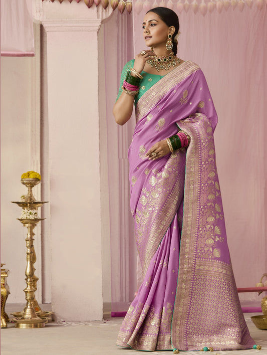 Mauve Banarasi Silk Saree Online in India