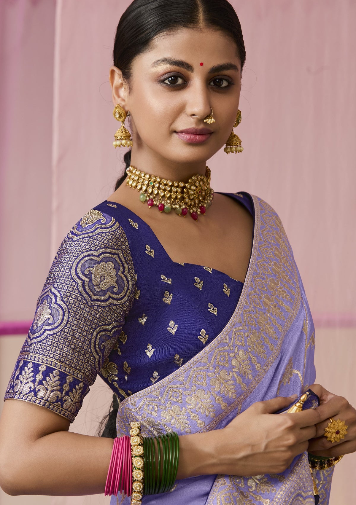 Purple Banarasi Silk Saree Online in India