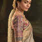  Beige Silk Saree with Designer Blouse Online in India