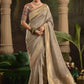  Beige Silk Saree with Designer Blouse Online in India