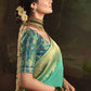 Pastel Aquamarine Silk Saree With Designer Blouse Onlie in India
