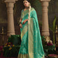Pastel Aquamarine Silk Saree With Designer Blouse Onlie in India