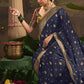 Navy Blue Silk Saree With Designer Blouse Online in India