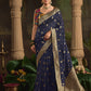 Navy Blue Silk Saree With Designer Blouse Online in India