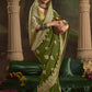 Mehendi Green Silk Saree With Designer Blouse Online in India