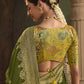 Mehendi Green Silk Saree With Designer Blouse Online in India