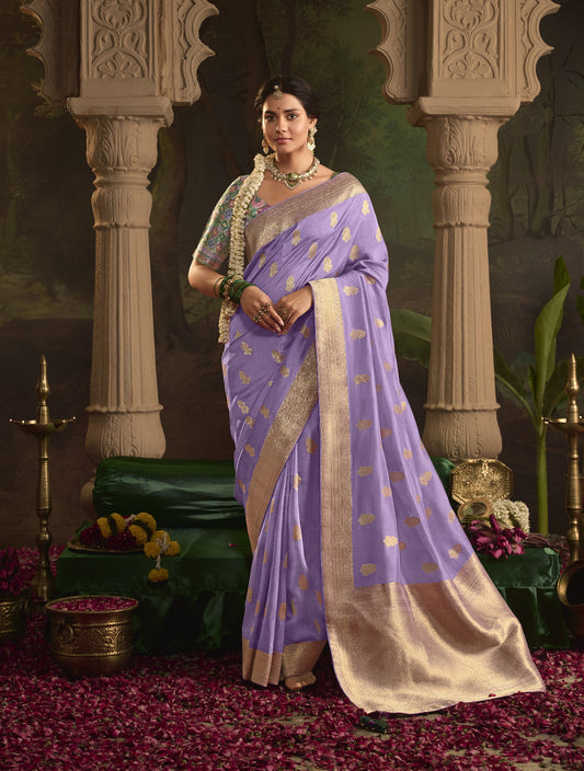 Purple Silk Saree With Designer Blouse Online in India