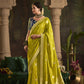 Olive Green Silk Saree With Designer Blouse Online in India