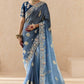 Ombre Blue Banarasi Silk Saree Online in India