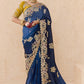 Ombre Navy Blue Banarasi Silk Saree Online in India