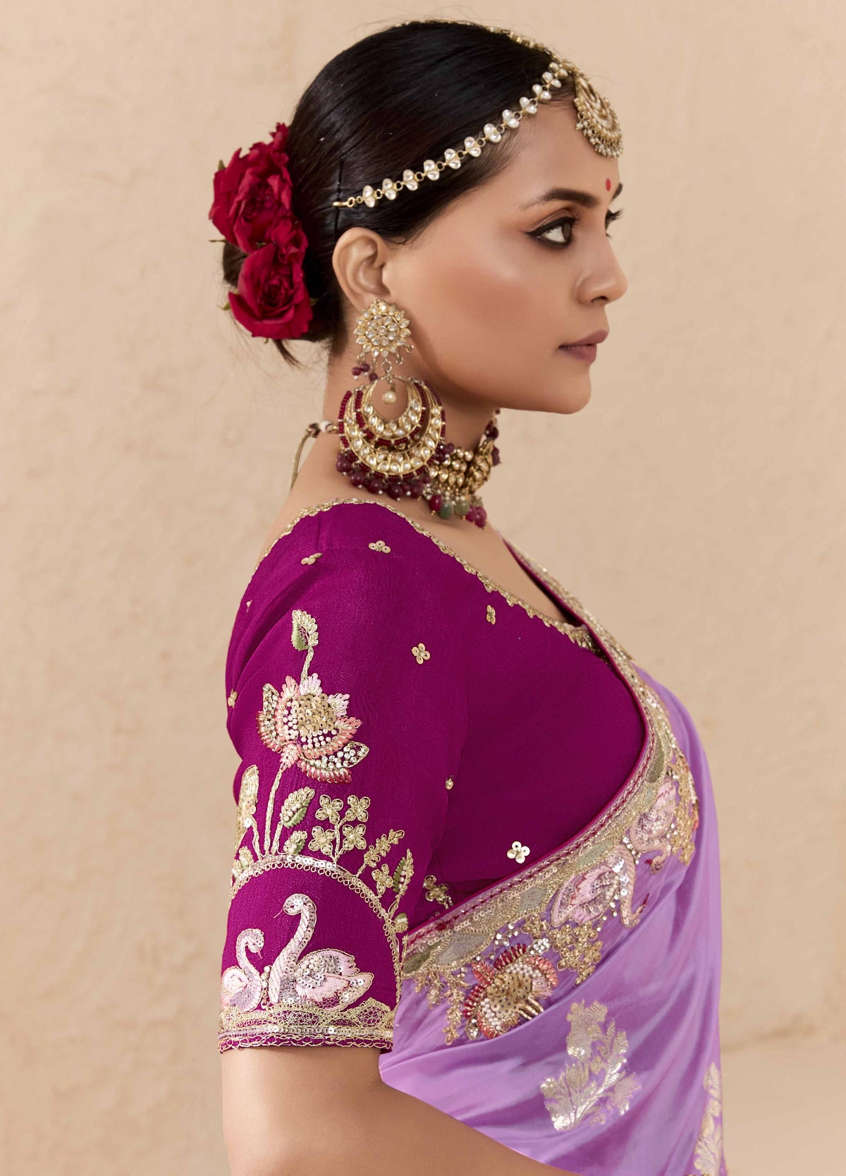 Ombre Pink Banarasi Silk Saree Online in India