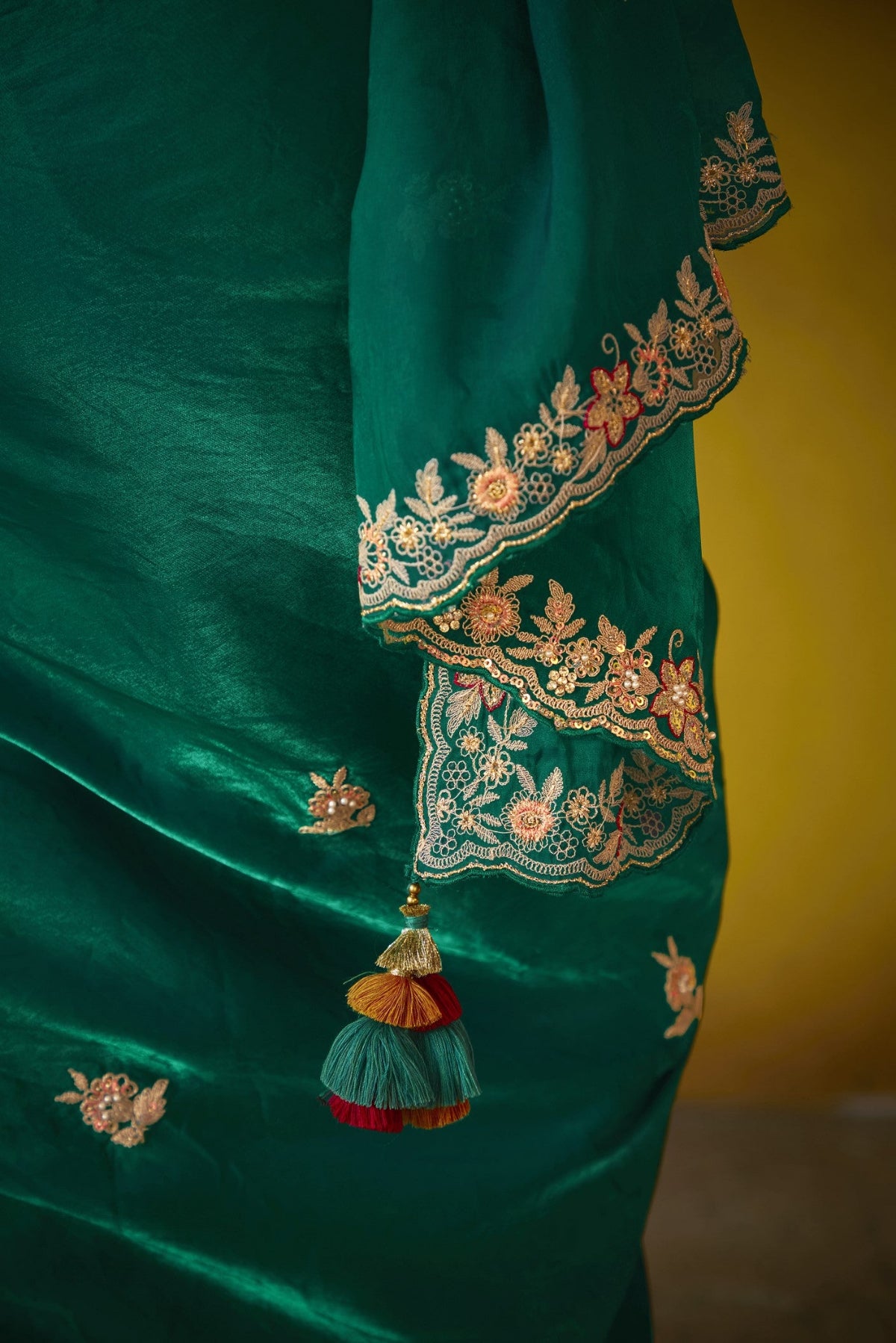 Shop Green Tissue Silk Sarees Online - STORI