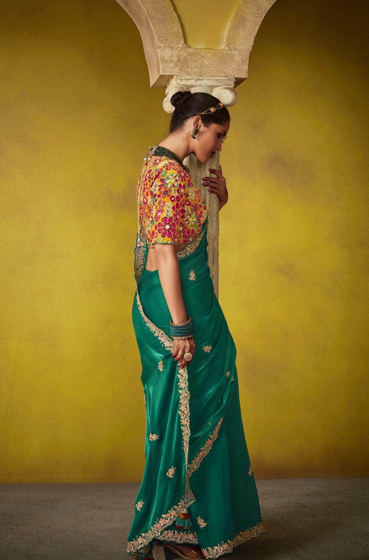 Shop Green Tissue Silk Sarees Online - STORI