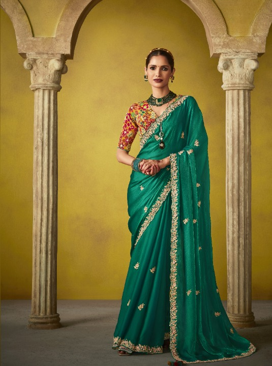 Shop Green Tissue Silk Sarees Online - STORI
