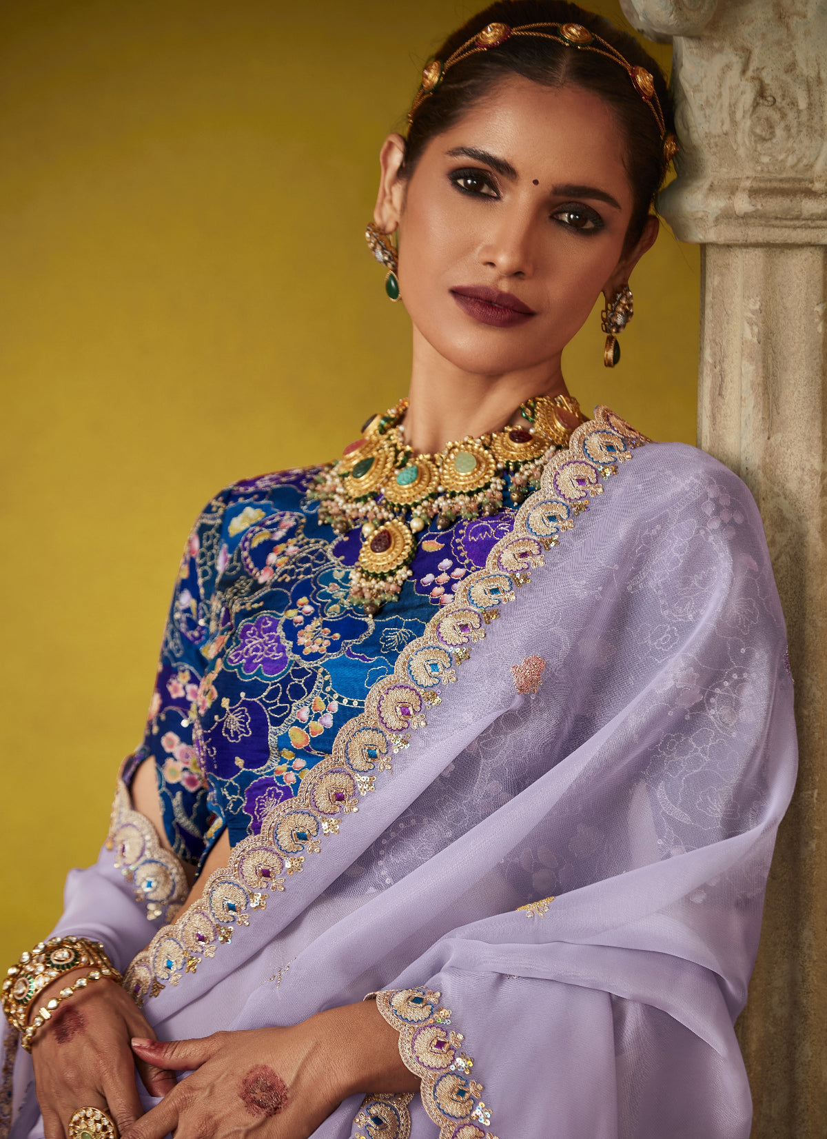Shop Lavender Tissue Silk Sarees Online - STORI