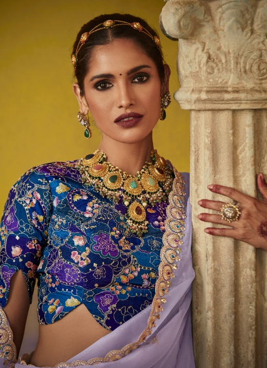 Shop Lavender Tissue Silk Sarees Online - STORI