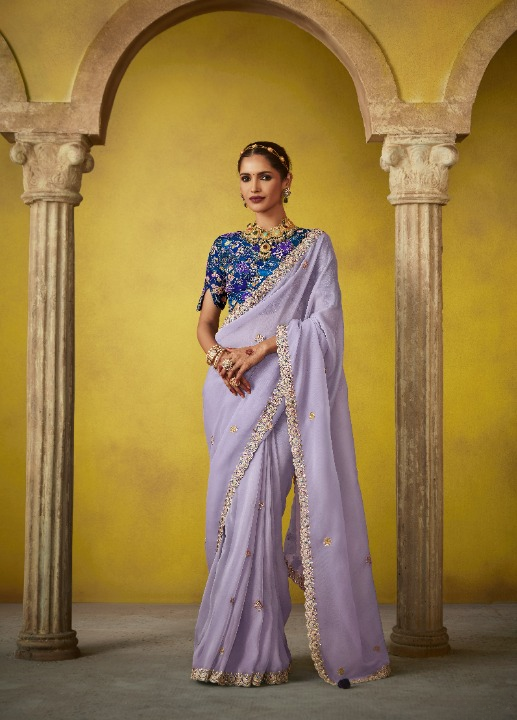 Shop Lavender Tissue Silk Sarees Online - STORI