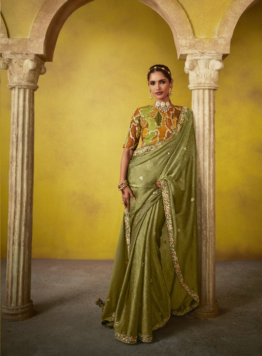 Shop Green Tissue Silk Sarees Online - STORI