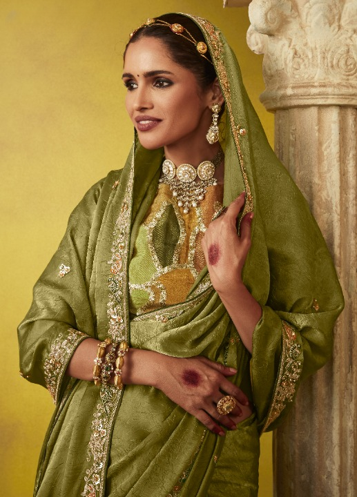 Shop Green Tissue Silk Sarees Online - STORI
