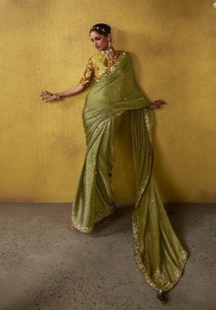 Shop Green Tissue Silk Sarees Online - STORI