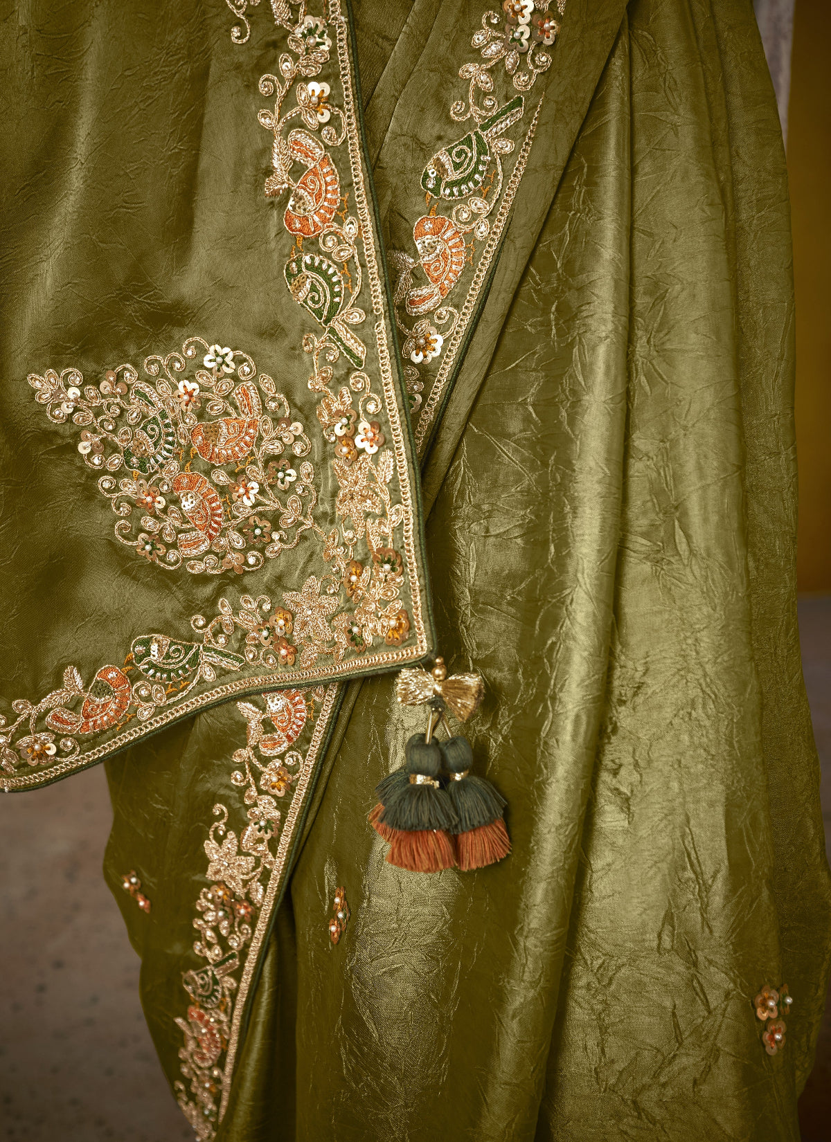 Shop Green Tissue Silk Sarees Online - STORI