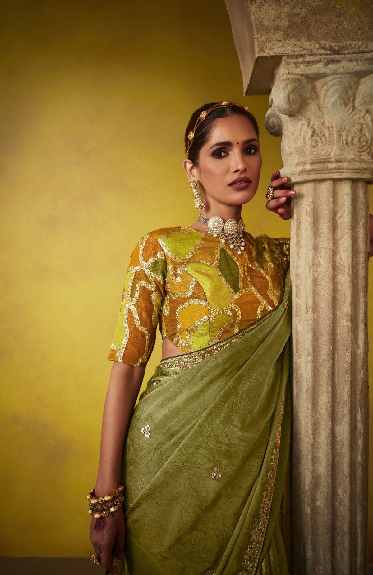 Shop Green Tissue Silk Sarees Online - STORI
