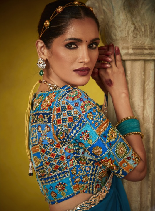 Shop Blue Tissue Silk Sarees Online - STORI