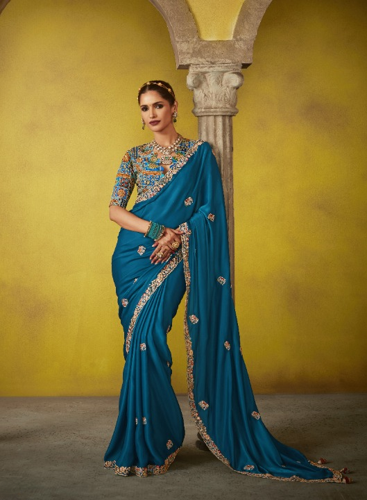 Shop Blue Tissue Silk Sarees Online - STORI