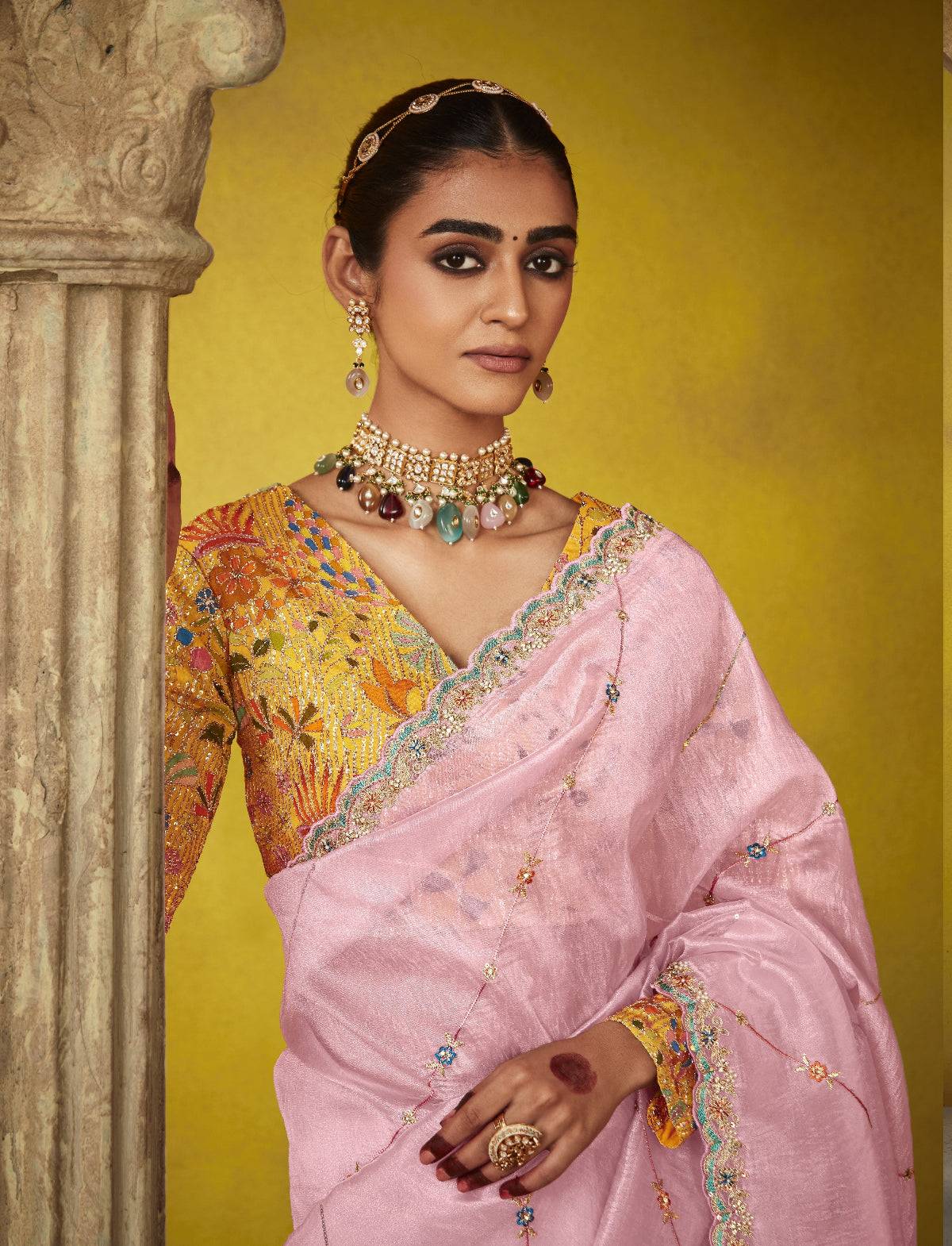 Shop Pink Tissue Silk Sarees Online - STORI