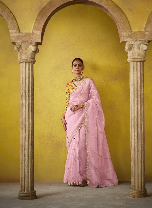 Shop Pink Tissue Silk Sarees Online - STORI