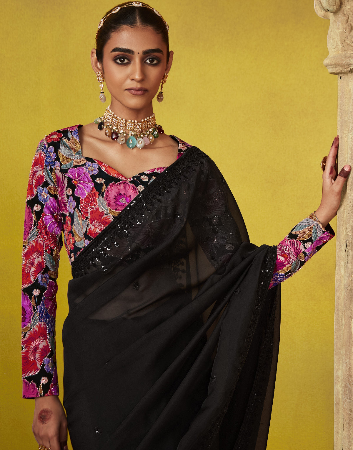 Shop Black Tissue Silk Sarees Online - STORI