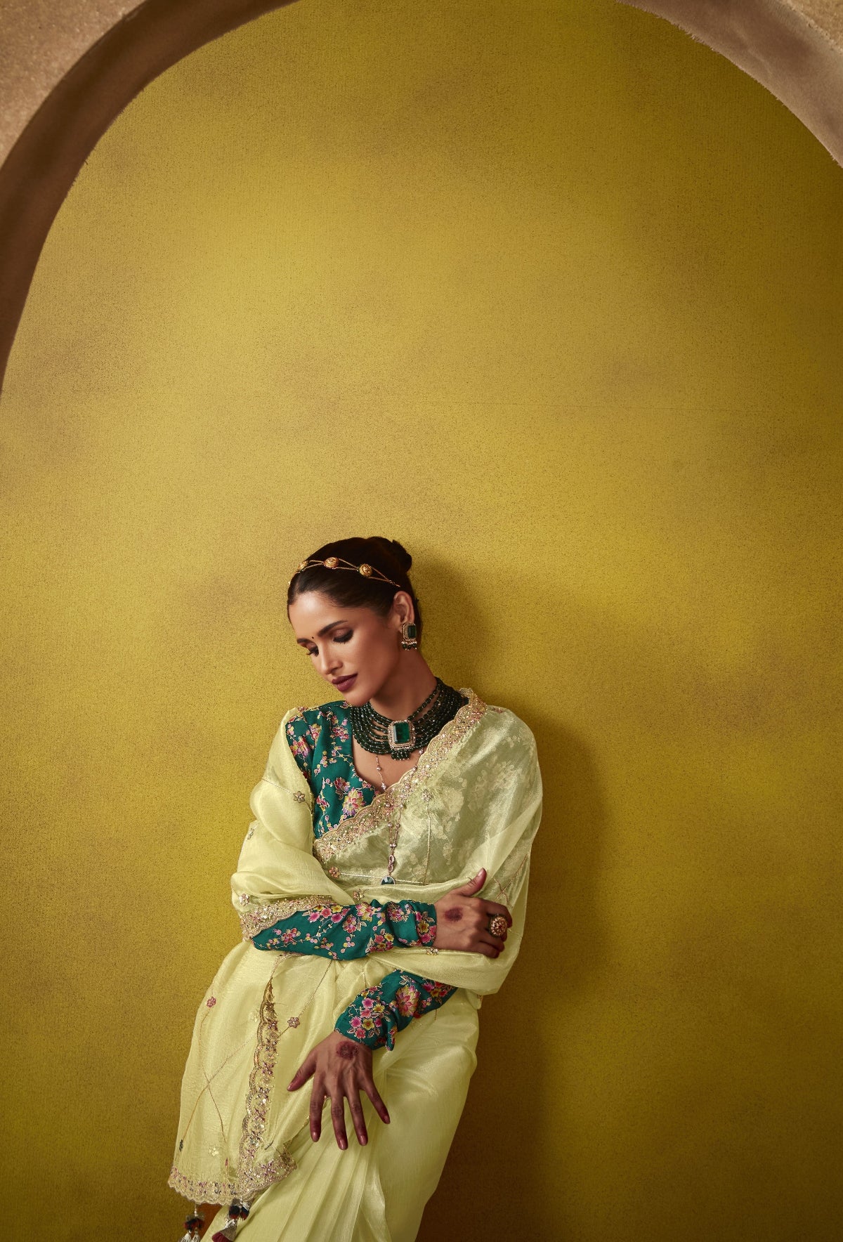 Shop Yellow Tissue Silk Sarees Online - STORI