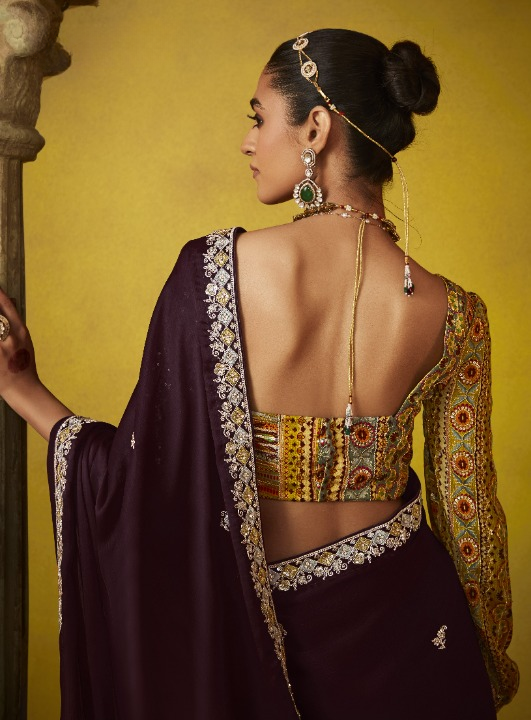 Shop Brown Tissue Silk Sarees Online - STORI