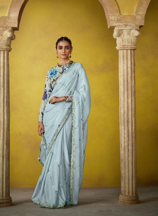 Shop Blue Tissue Silk Sarees Online - STORI