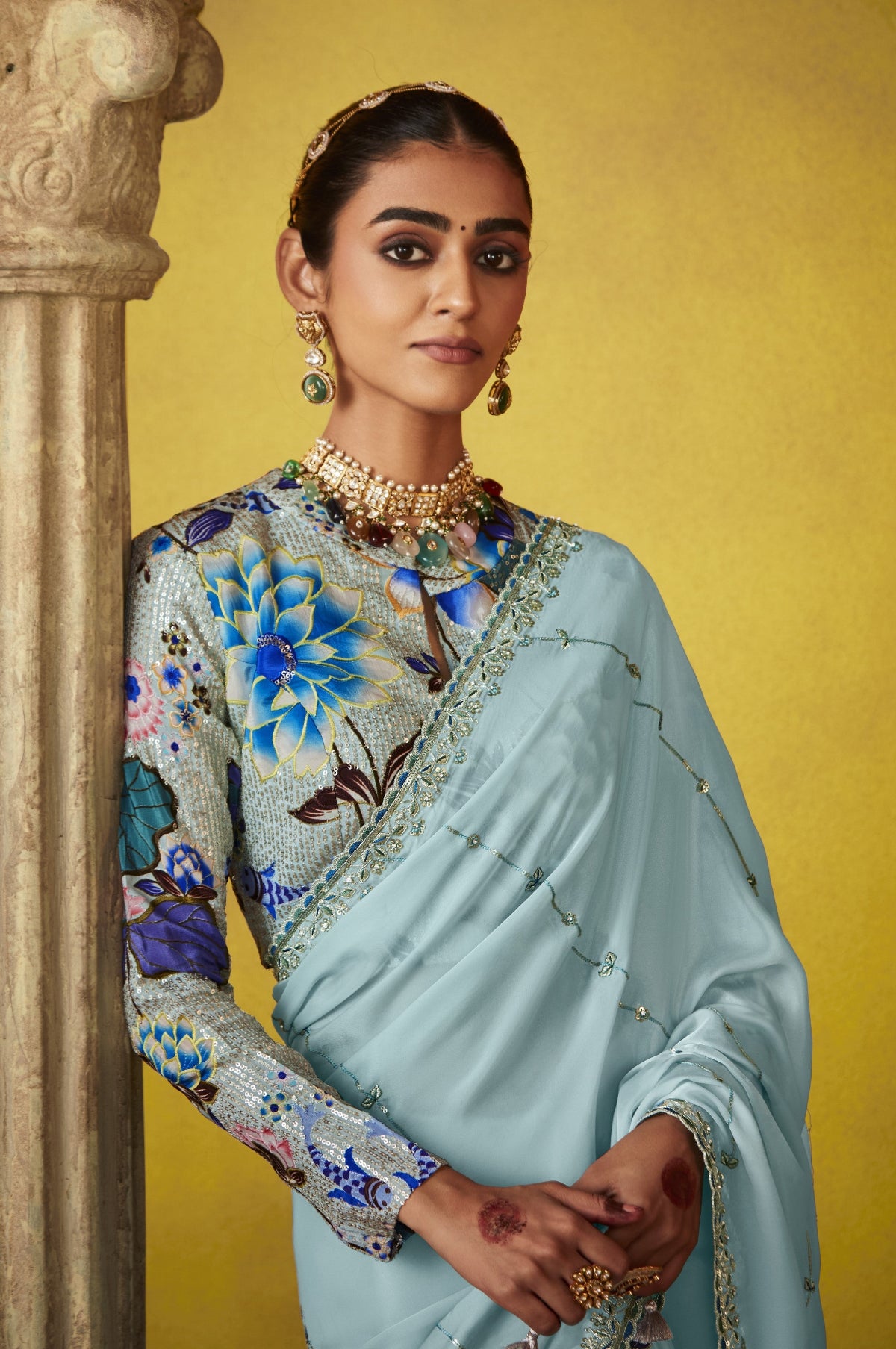 Shop Blue Tissue Silk Sarees Online - STORI