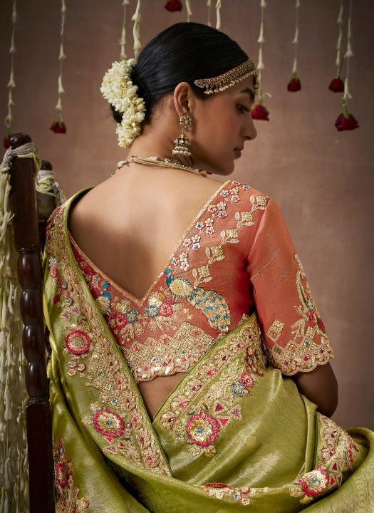 Shop Green Banarasi Sarees online at STORI
