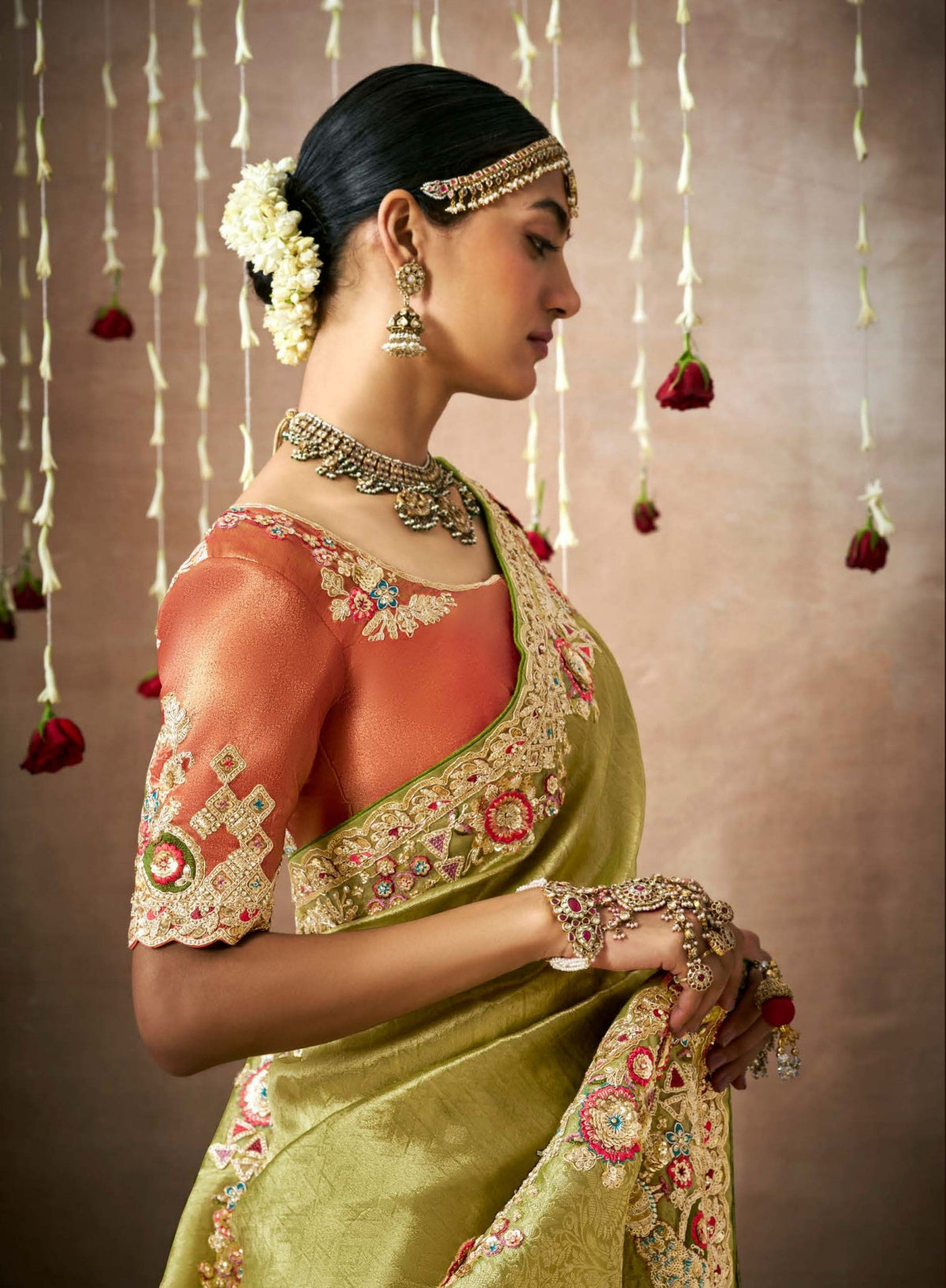 Shop Green Banarasi Sarees online at STORI