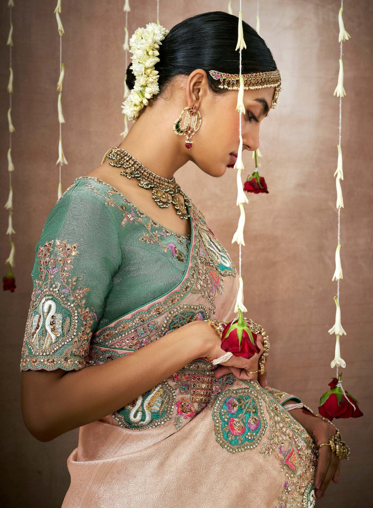 Shop pink Banarasi Sarees online at STORI