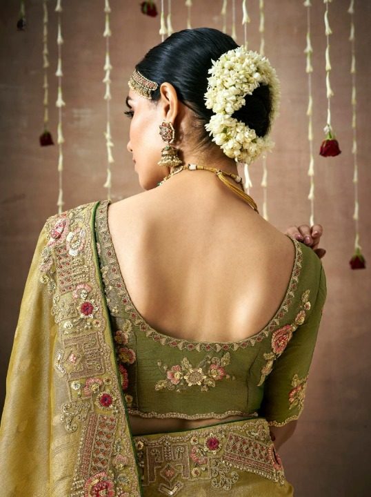 Shop Green  Bridal Banarasi Sarees online at STORI