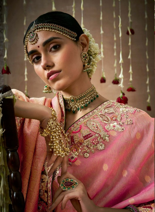 Shop Pink  Bridal Banarasi Sarees online at STORI