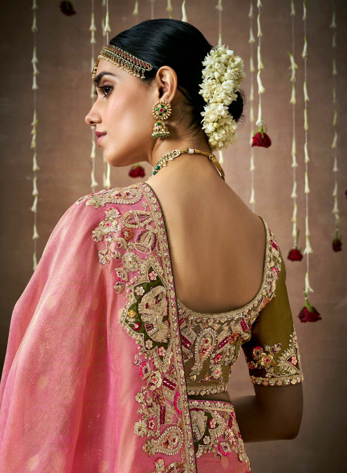 Shop Pink  Bridal Banarasi Sarees online at STORI