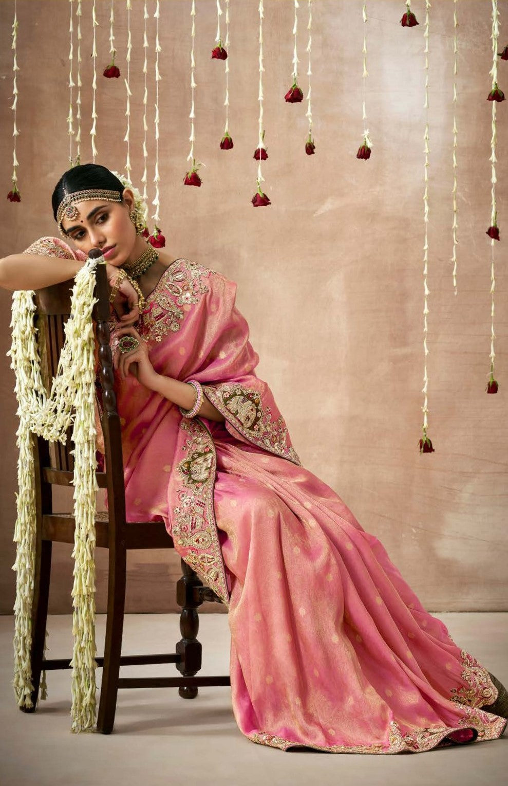 Shop Pink  Bridal Banarasi Sarees online at STORI