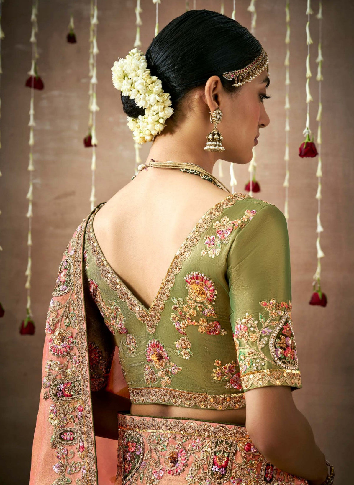Shop Peach  Bridal Banarasi Sarees online at STORI