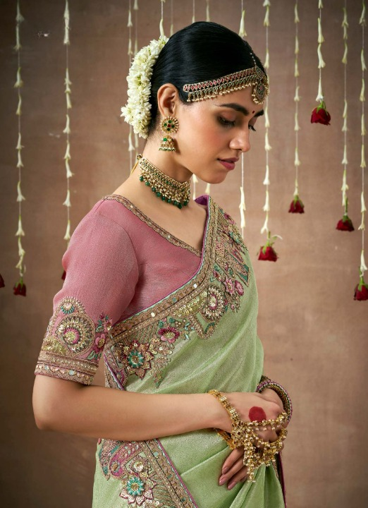 Shop Green  Bridal Banarasi Sarees online at STORI