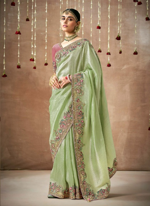 Shop Green  Bridal Banarasi Sarees online at STORI
