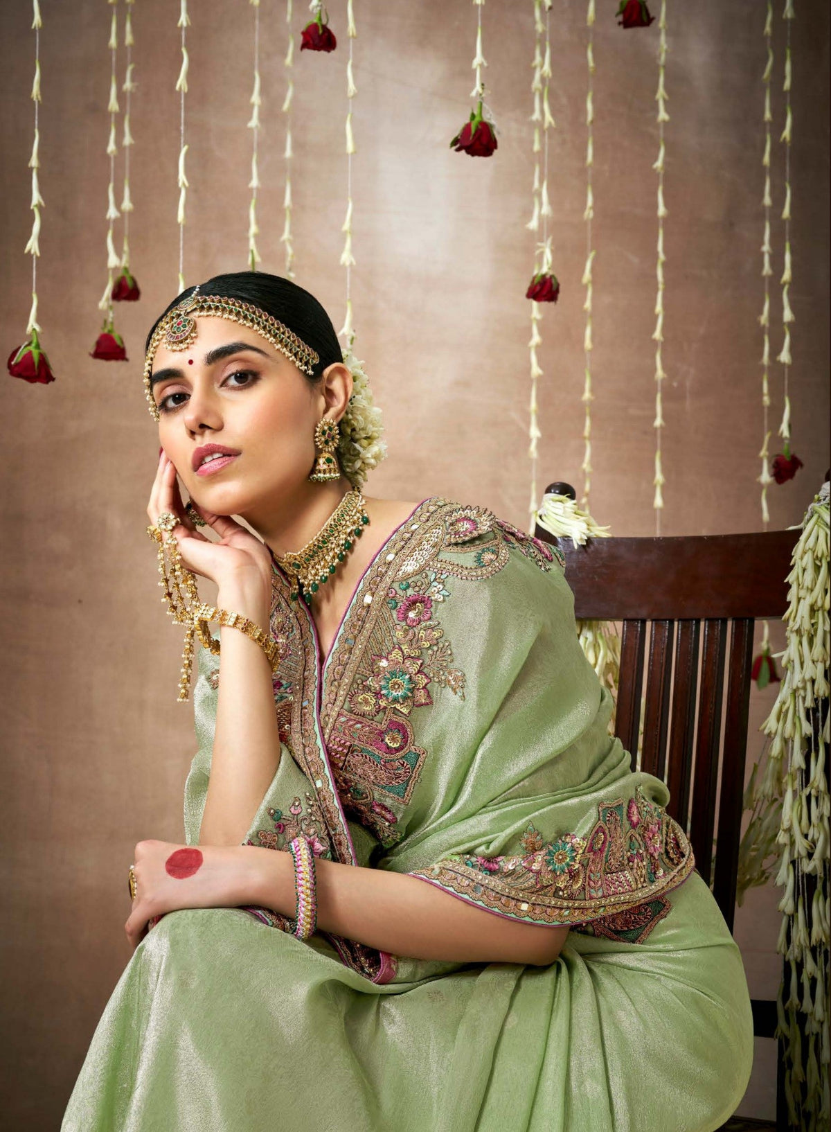 Shop Green  Bridal Banarasi Sarees online at STORI