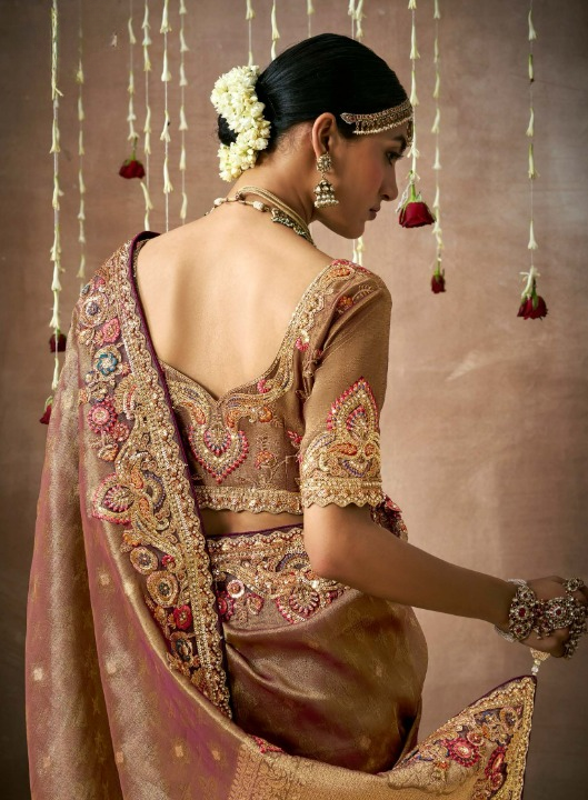 Shop Brown Bridal Banarasi Sarees online at STORI