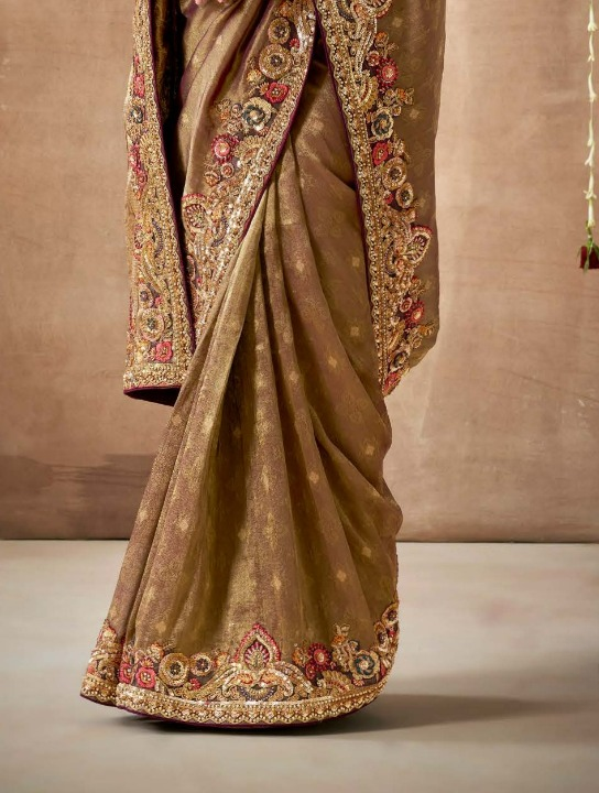 Shop Brown Bridal Banarasi Sarees online at STORI