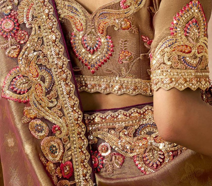 Shop Brown Bridal Banarasi Sarees online at STORI