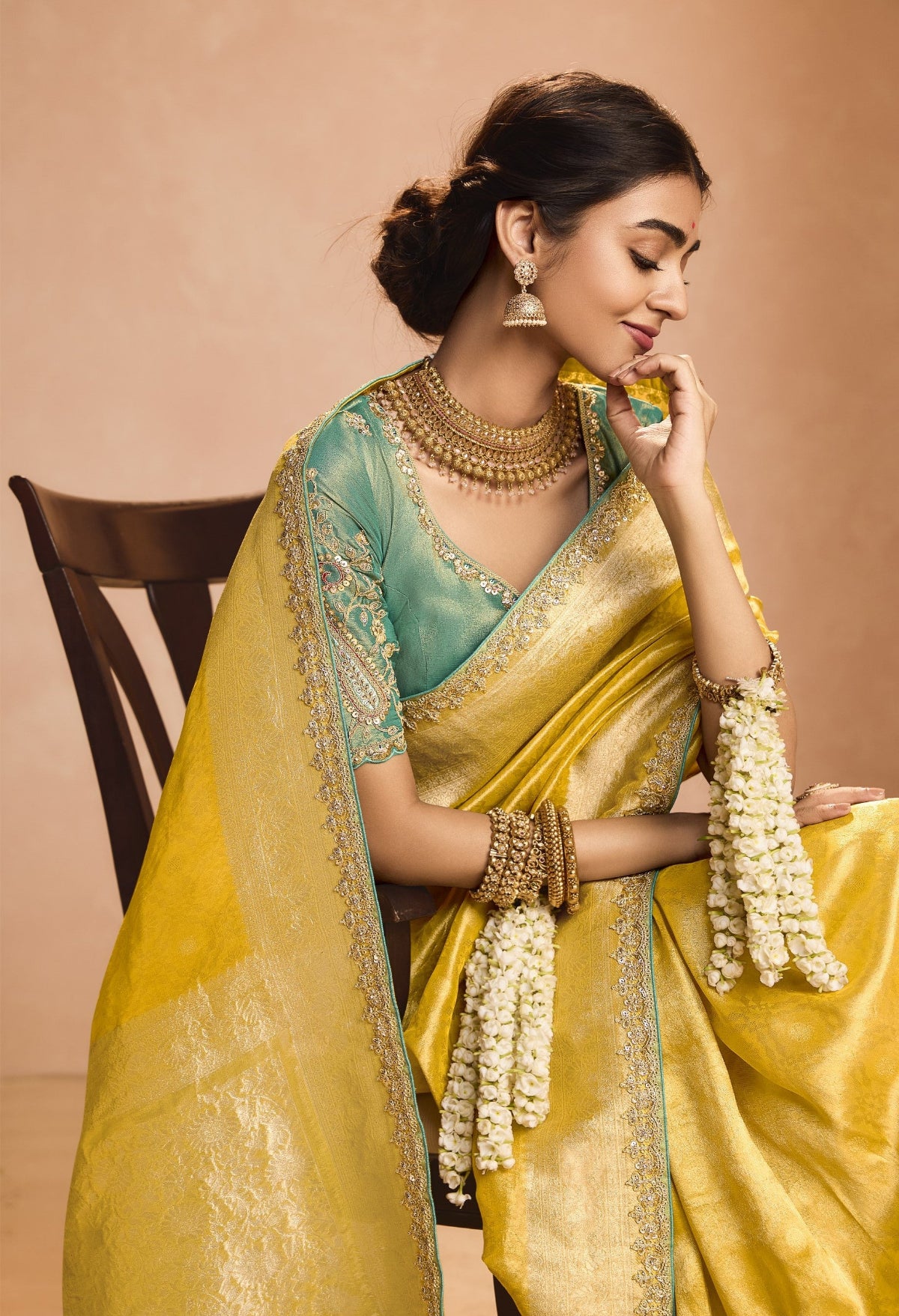 Shop Yellow Bridal Banarasi Silk Sarees Online - STORI